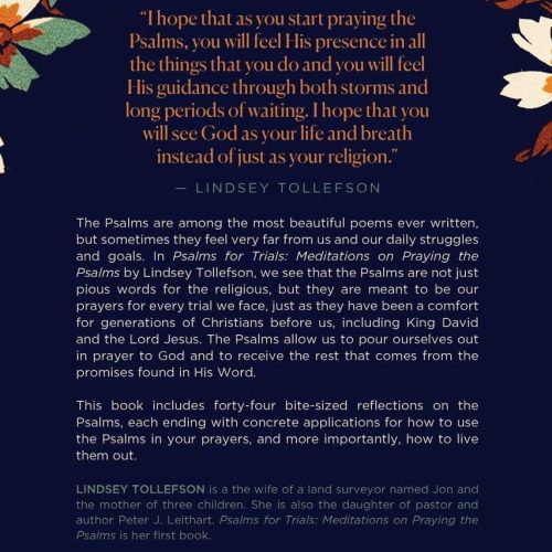 lindsey tollefson books psalms for trials meditations on praying the psalms 7350758572080