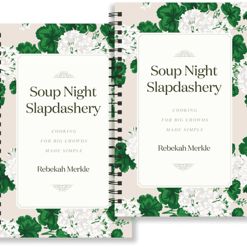 rebekah merkle books hardback with gold spiral binding soup night slapdashery cooking for big crowds made simple 31580331081776